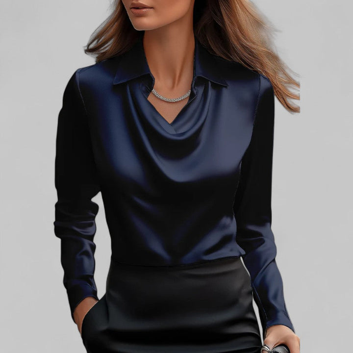 Jasmine | Elegant satin blouse with a cowl neckline for women