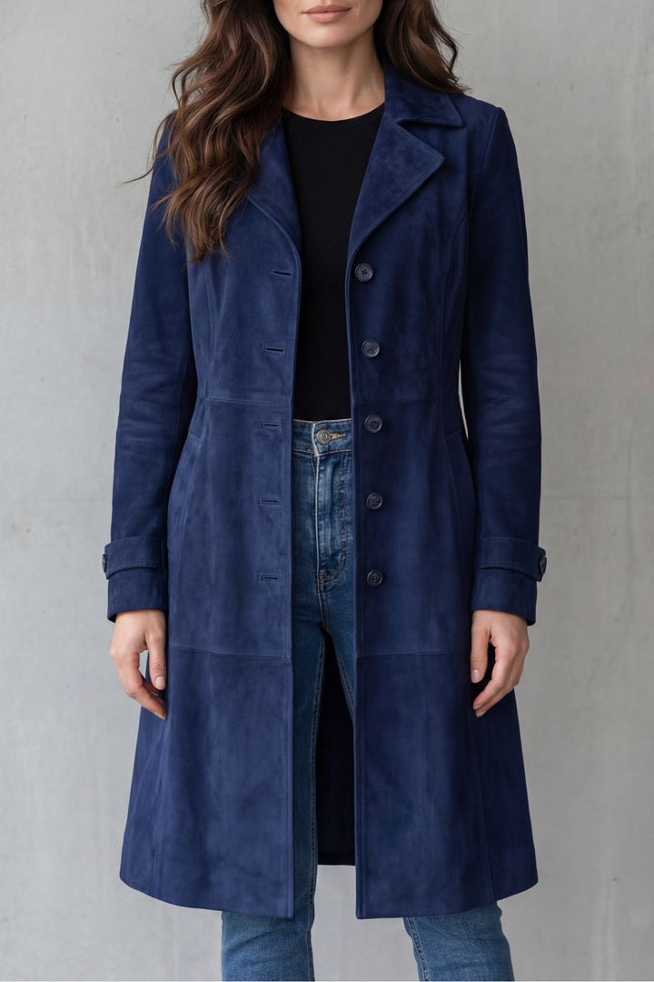 Annalise | Women's Longline Coat with Vintage Suede Finish