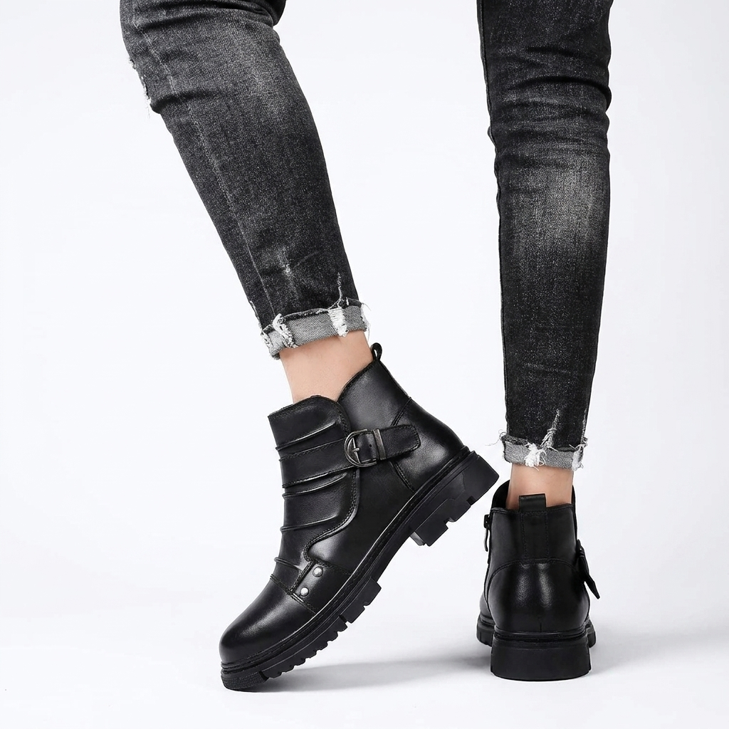 Jaxon | Men's Buckle Strap Leather Ankle Boots