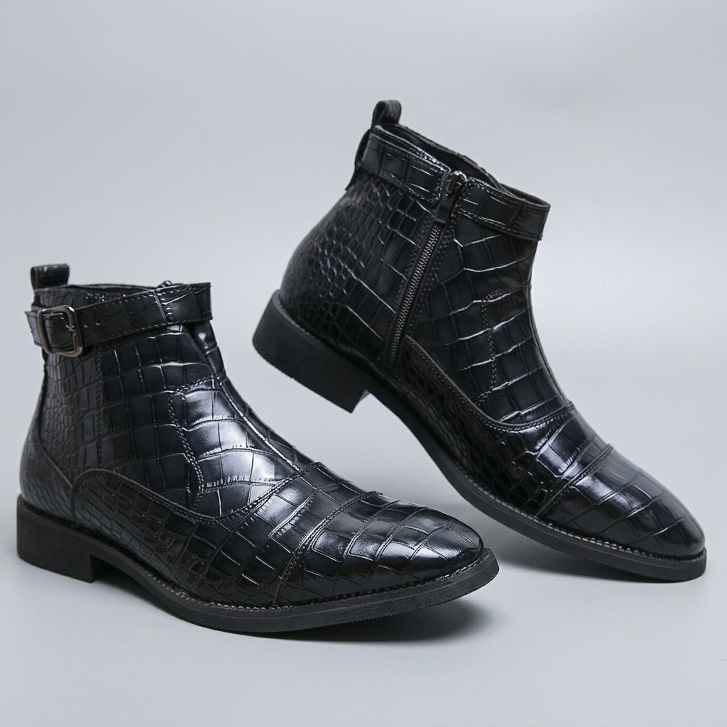 Jasper | Men's Buckle Strap Leather Ankle Boots