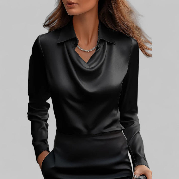 Jasmine | Elegant satin blouse with a cowl neckline for women
