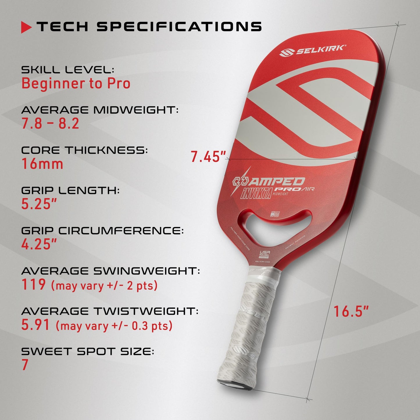 Selkirk Sport Amped Pickleball Paddle | Amped Pro Fiberglass Pickleball Paddle