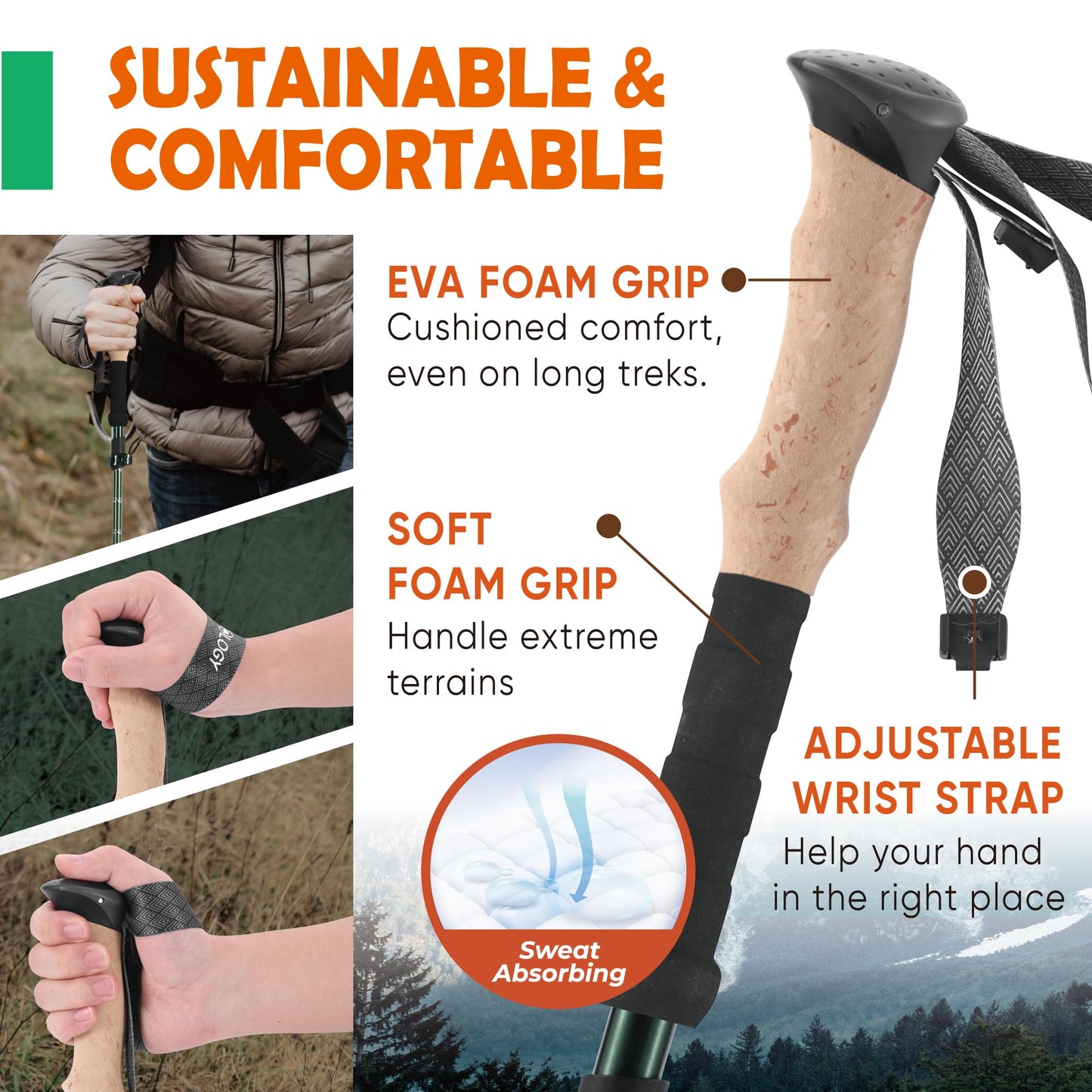 Trekology Trek-Z Collapsible Hiking & Trekking Poles - Balance Support for Seniors