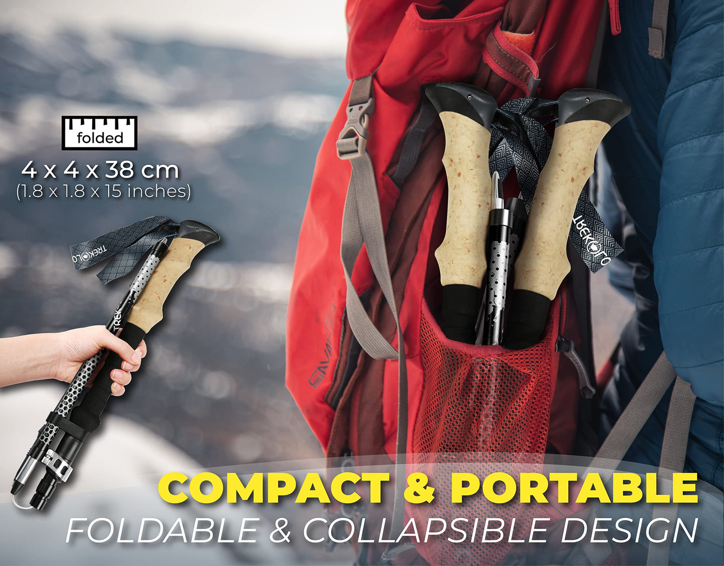 Trekology Trek-Z Collapsible Hiking & Trekking Poles - Balance Support for Seniors