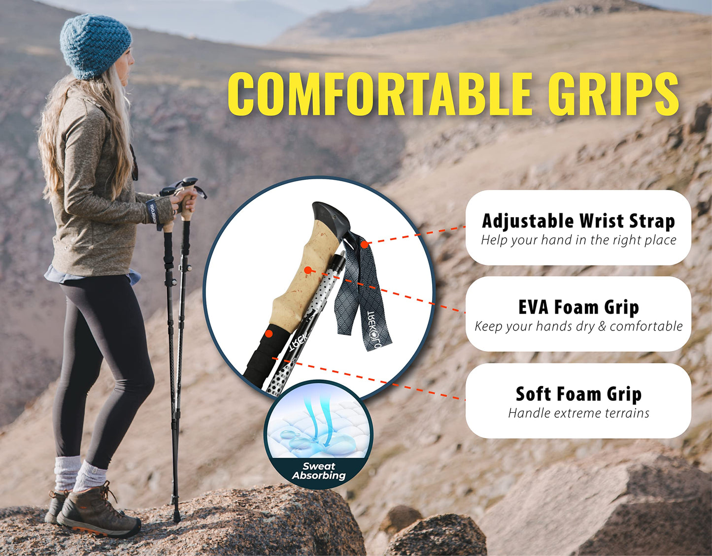 Trekology Trek-Z Collapsible Hiking & Trekking Poles - Balance Support for Seniors