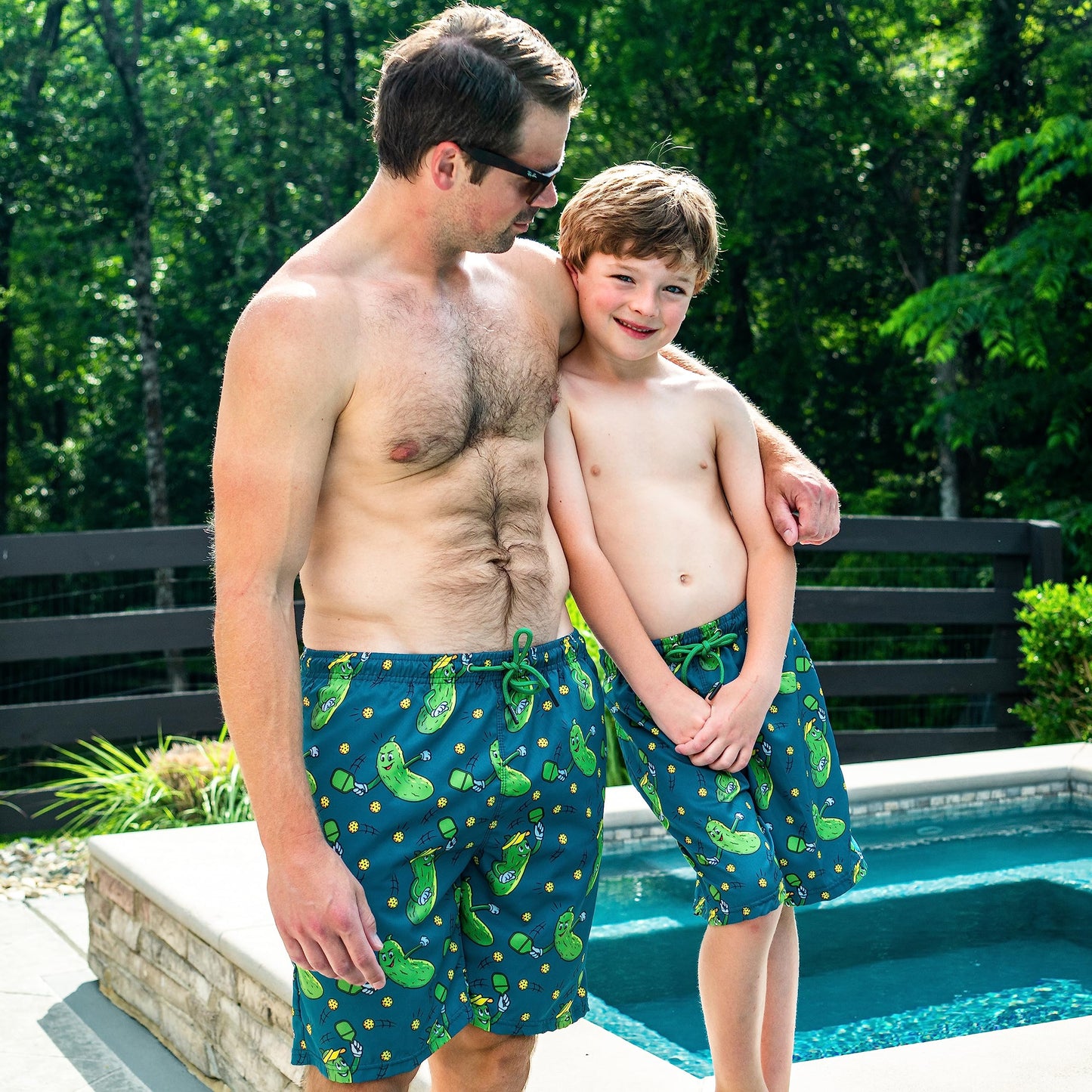 ChalkTalkSPORTS Pickleball Swim Trunks - Swim Board Shorts - Youth and Adult Sizes