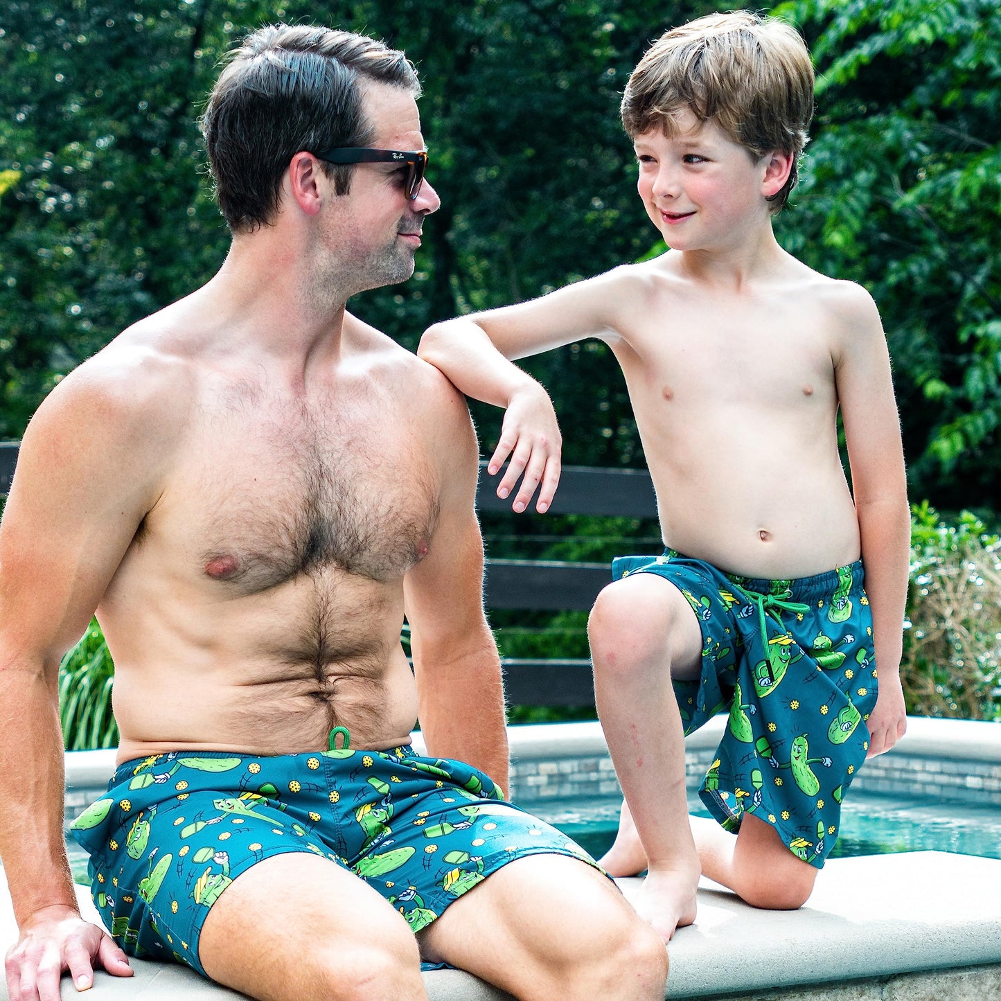 ChalkTalkSPORTS Pickleball Swim Trunks - Swim Board Shorts - Youth and Adult Sizes