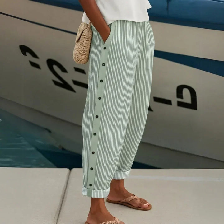 Yvonne | Stylish Striped Button Pants