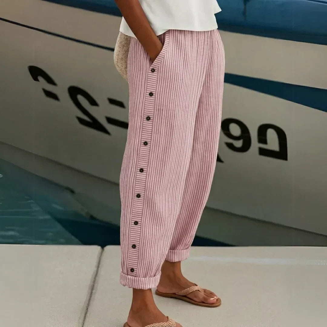 Yvonne | Stylish Striped Button Pants