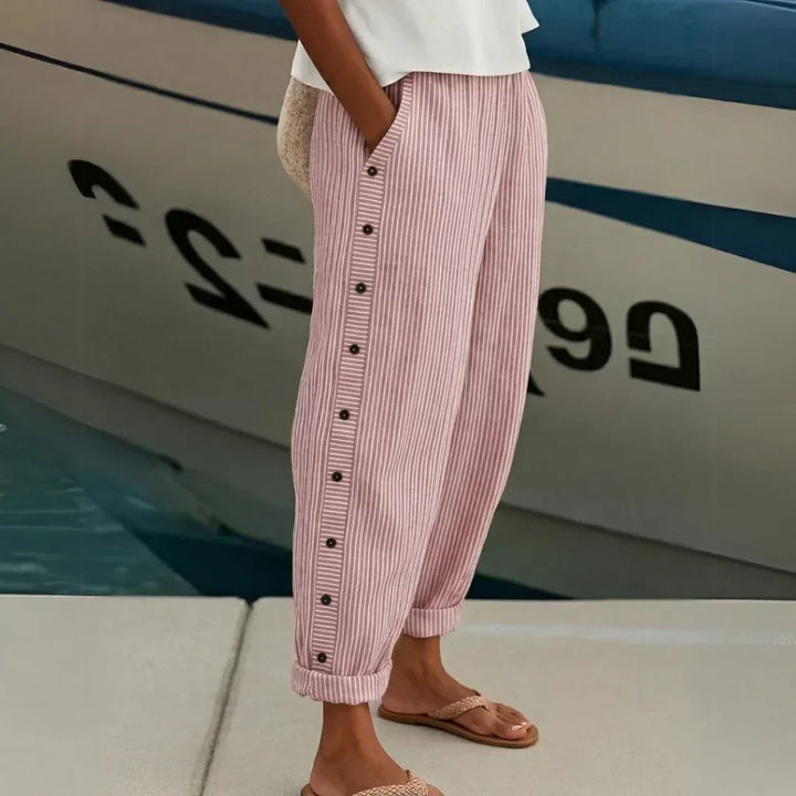 Yvonne | Stylish Striped Button Pants