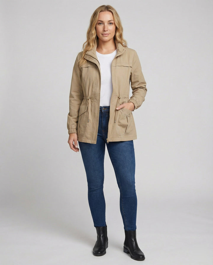 Nessa | Casual Utility Jacket with Drawstring Waist and Flap Pockets