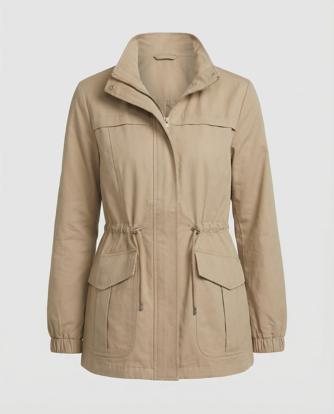 Nessa | Casual Utility Jacket with Drawstring Waist and Flap Pockets