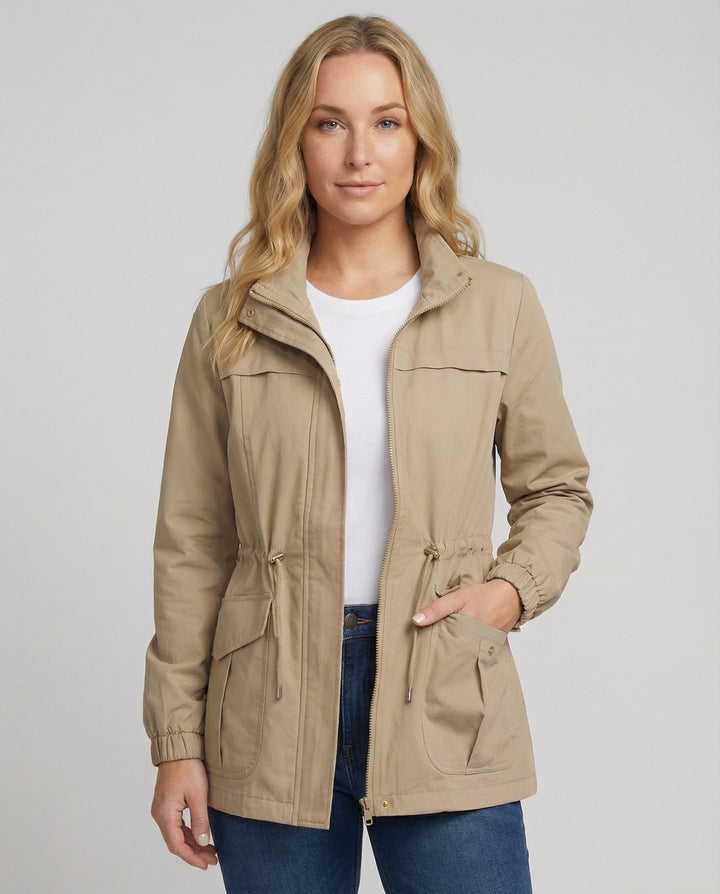 Nessa | Casual Utility Jacket with Drawstring Waist and Flap Pockets