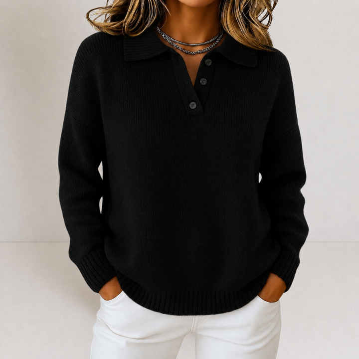 Tamsin | Women's Knit Autumn Sweater with Polo Collar