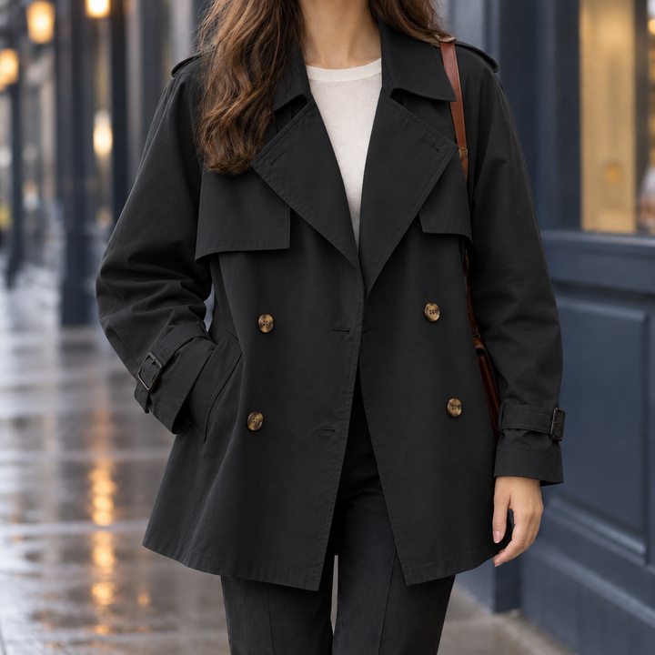Sabrina | Classic Double Breasted Trench Coat with Buckled Cuffs