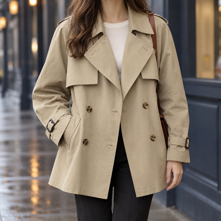 Sabrina | Classic Double Breasted Trench Coat with Buckled Cuffs