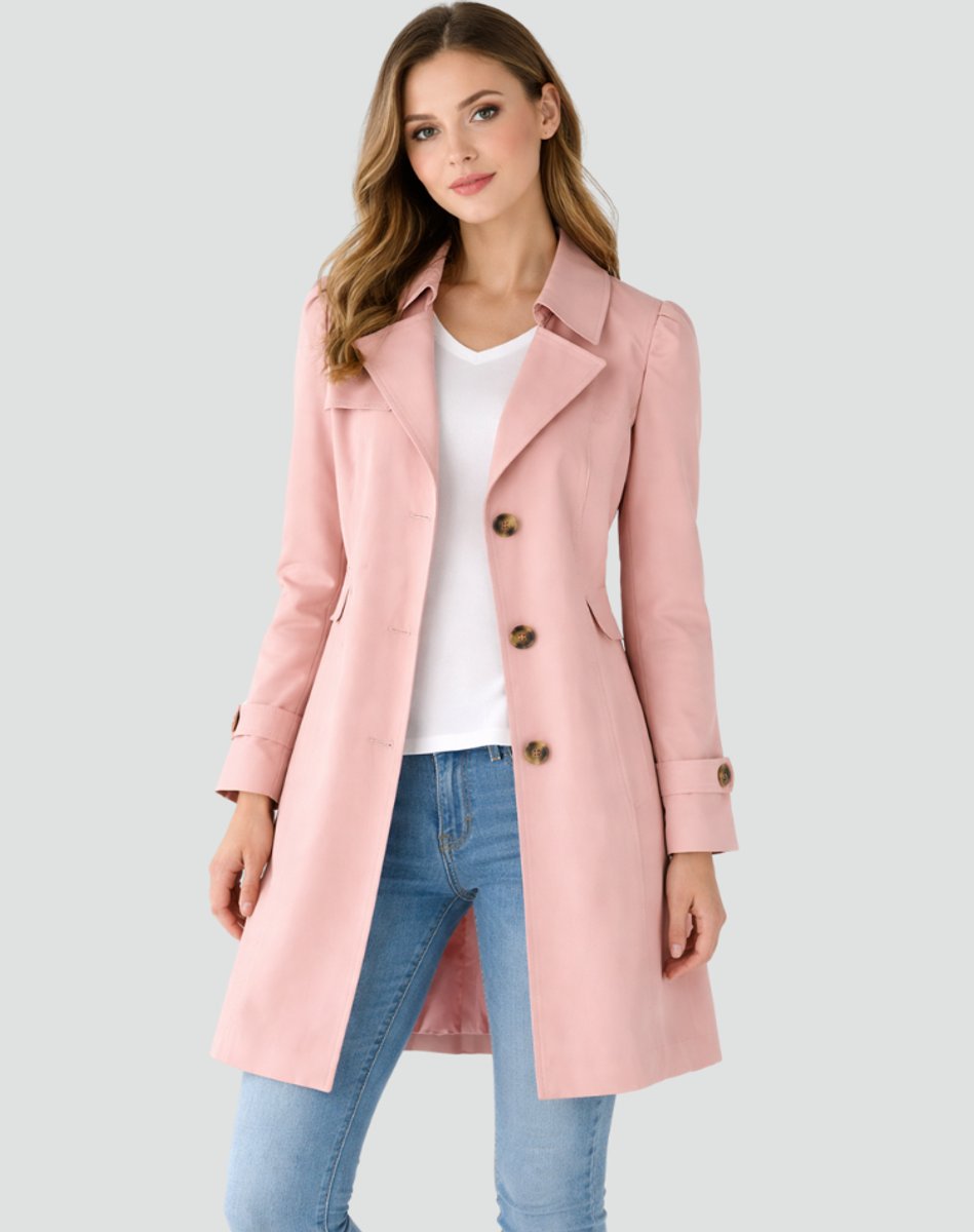 Aubrie | Women's Double Breasted Trench Coat with Buttoned Cuffs