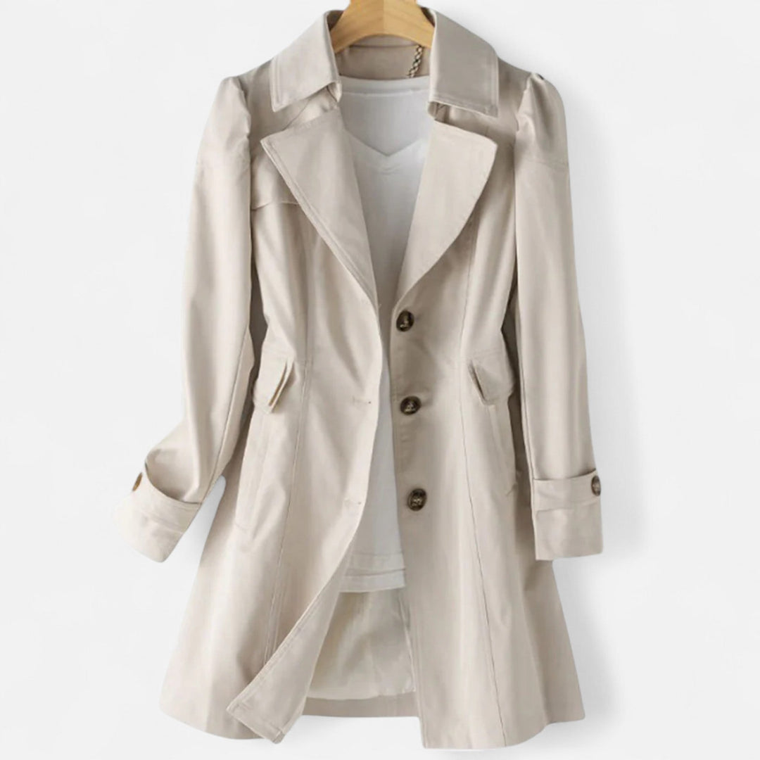 Alivia | Women's Trench Coat with Lapel Collar and Button Front