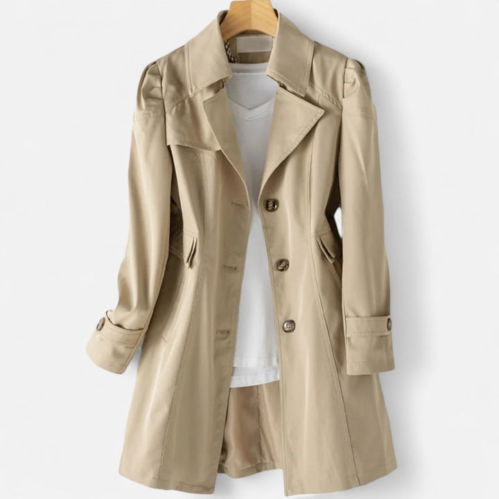 Alivia | Women's Trench Coat with Lapel Collar and Button Front