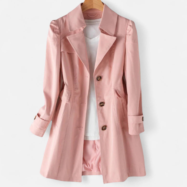 Alivia | Women's Trench Coat with Lapel Collar and Button Front