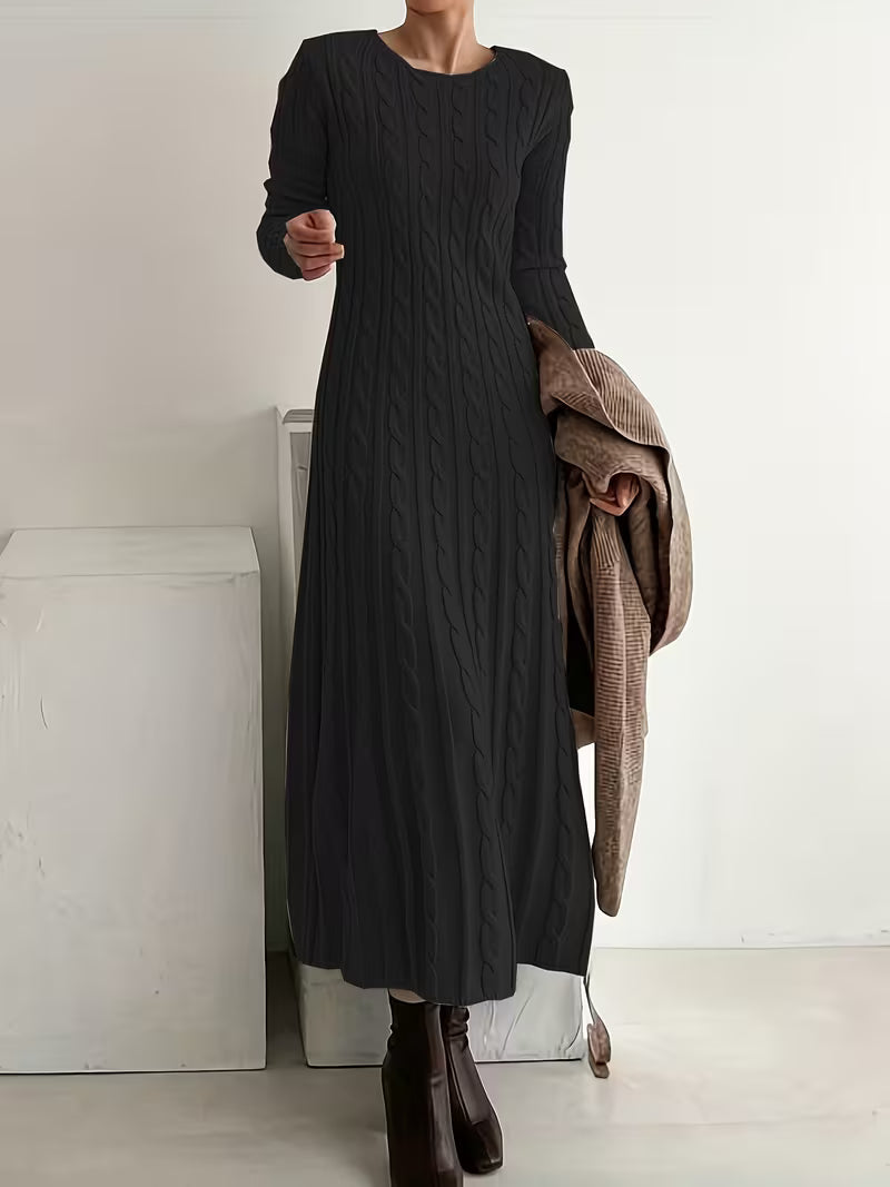 Tiana | Cosy Cable Knit Maxi Dress with Long Sleeves