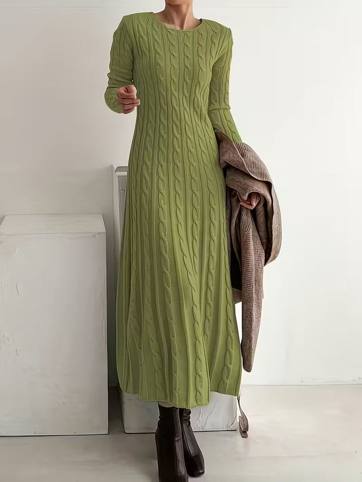 Tiana | Cosy Cable Knit Maxi Dress with Long Sleeves