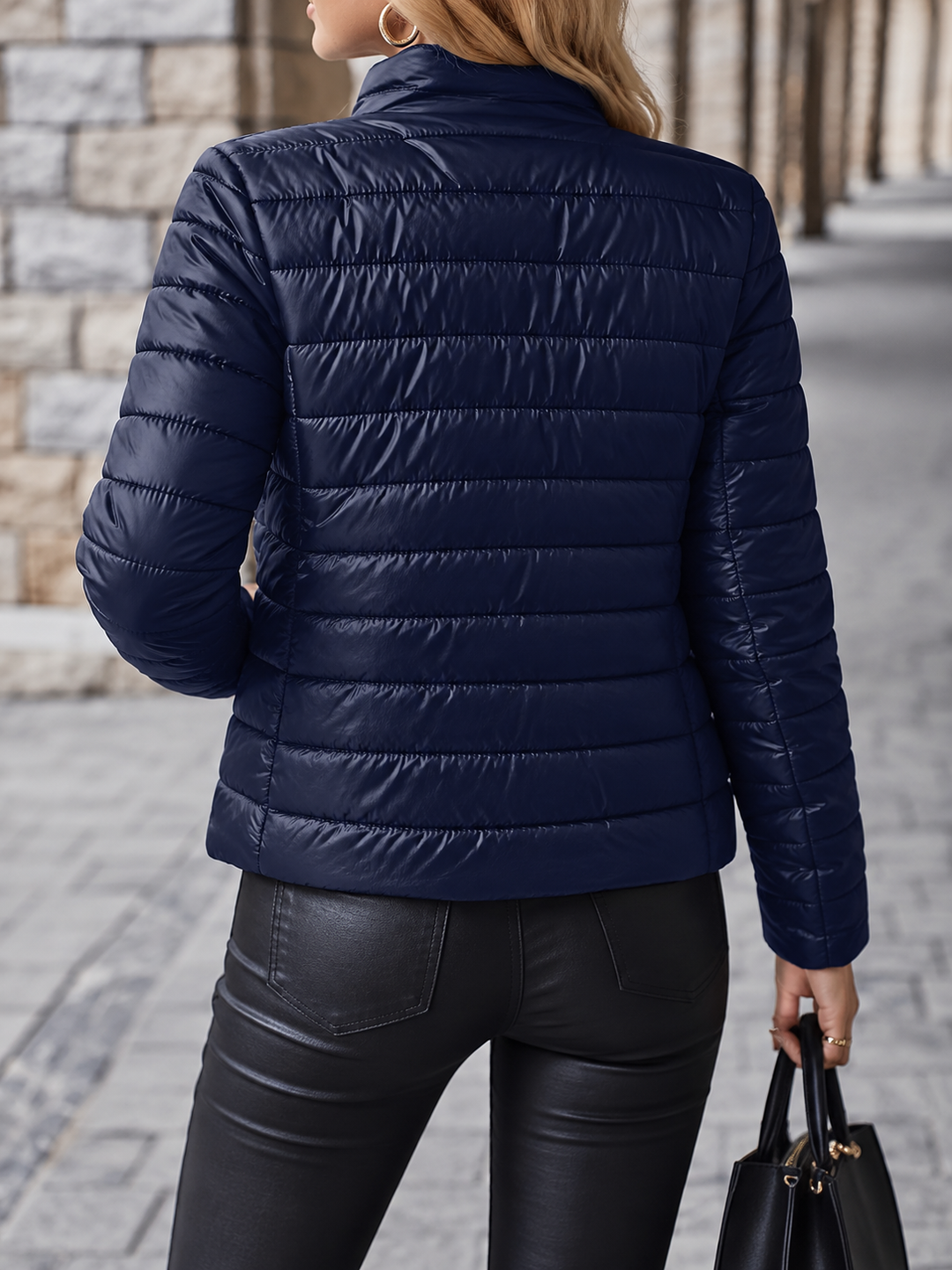 Antonella | Cropped Quilted Puffer Jacket with Teddy Fleece Lining