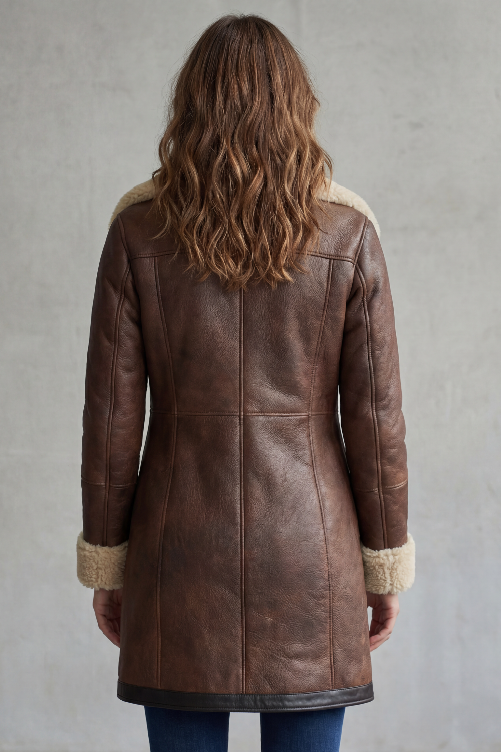 Isabelle | Women's Elegant Leather Coat with Shearling Lining