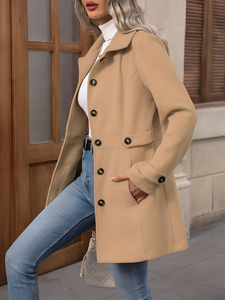 Khloe | Women's Double Breasted Trench Coat with Gold Button Detail