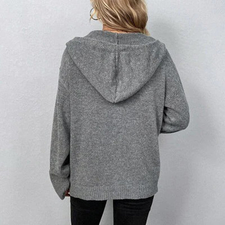 Bethan | Relaxed Hooded Knit Cardigan with Large Button Closure