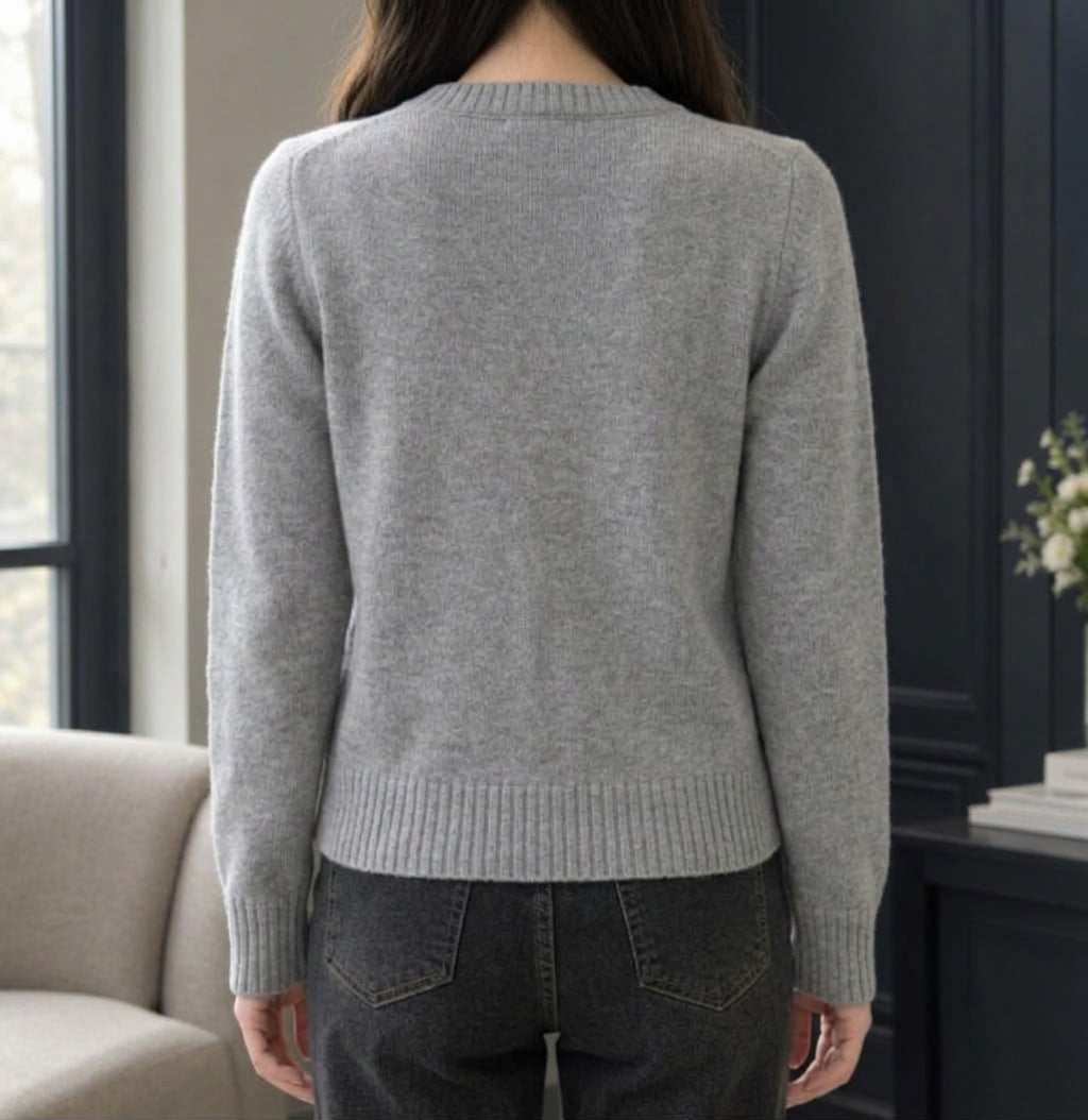 Alina | Heritage Argyle Cardigan with Round Neck and Cream Buttons