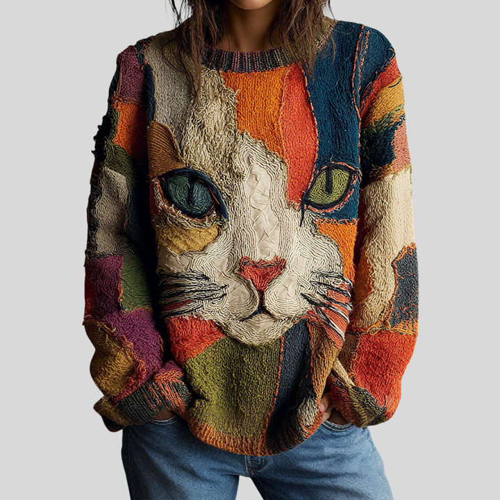 Rina | Artistic Cat Statement Sweater
