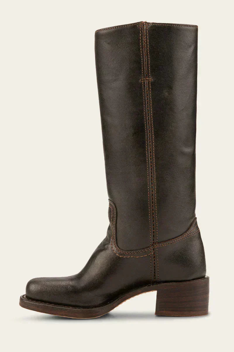 June | Women's Mid Calf Block Heel Boots with Closed Toe