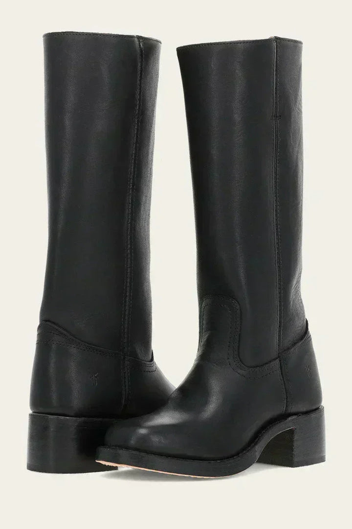 June | Women's Mid Calf Block Heel Boots with Closed Toe