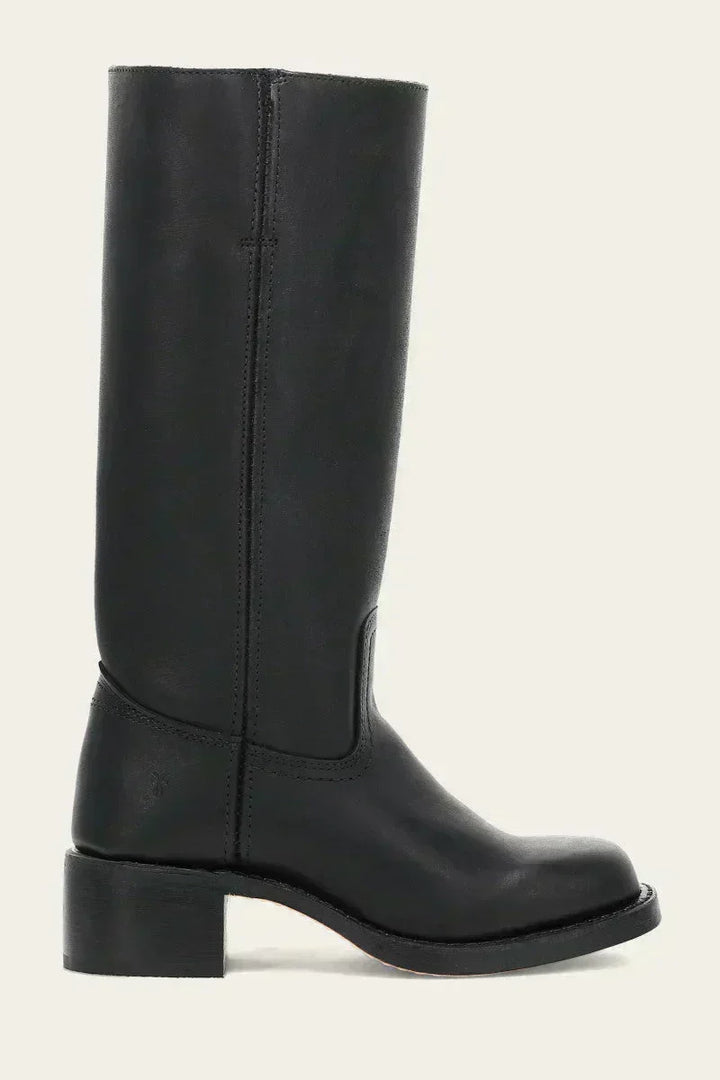June | Women's Mid Calf Block Heel Boots with Closed Toe