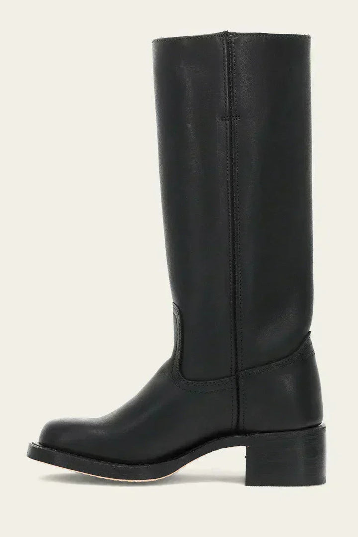 June | Women's Mid Calf Block Heel Boots with Closed Toe