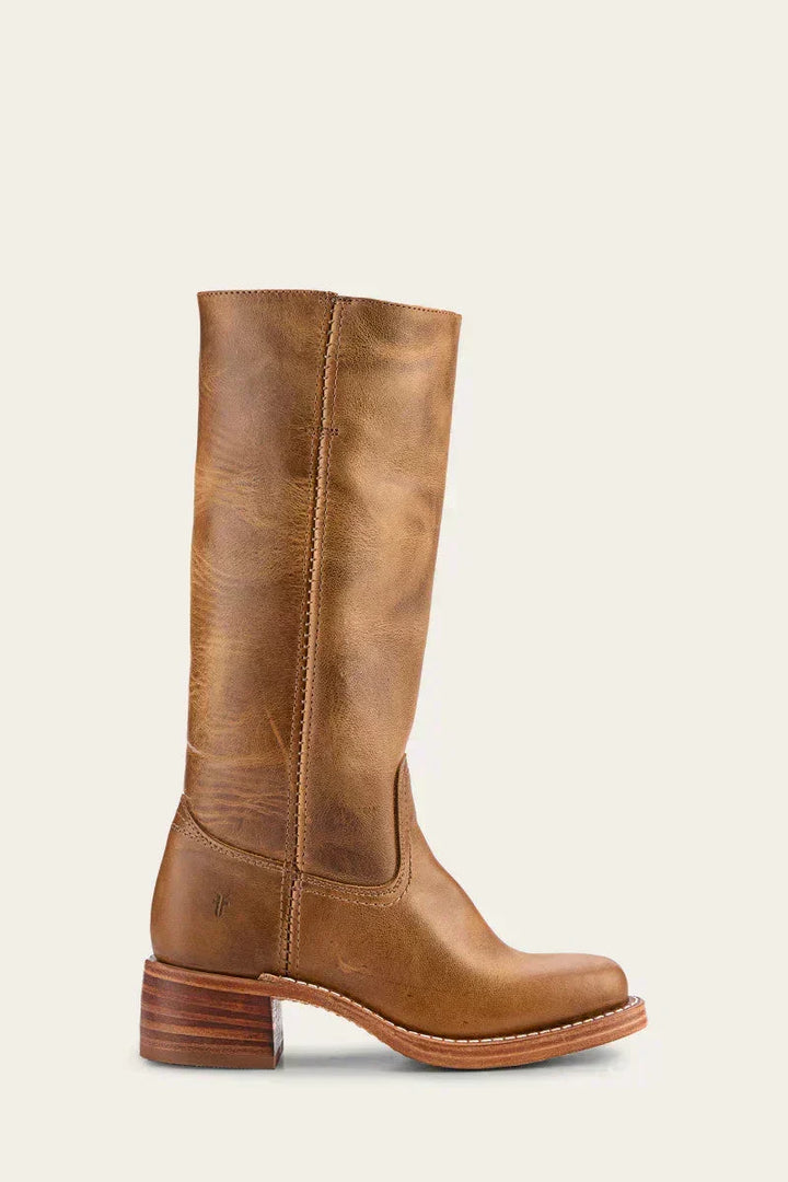 June | Women's Mid Calf Block Heel Boots with Closed Toe