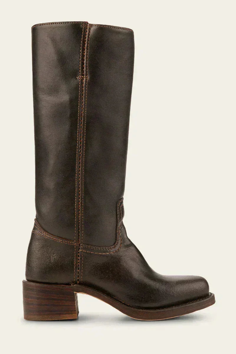 June | Women's Mid Calf Block Heel Boots with Closed Toe