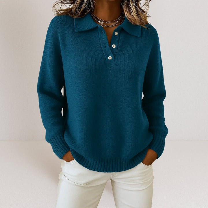 Tamsin | Women's Knit Autumn Sweater with Polo Collar