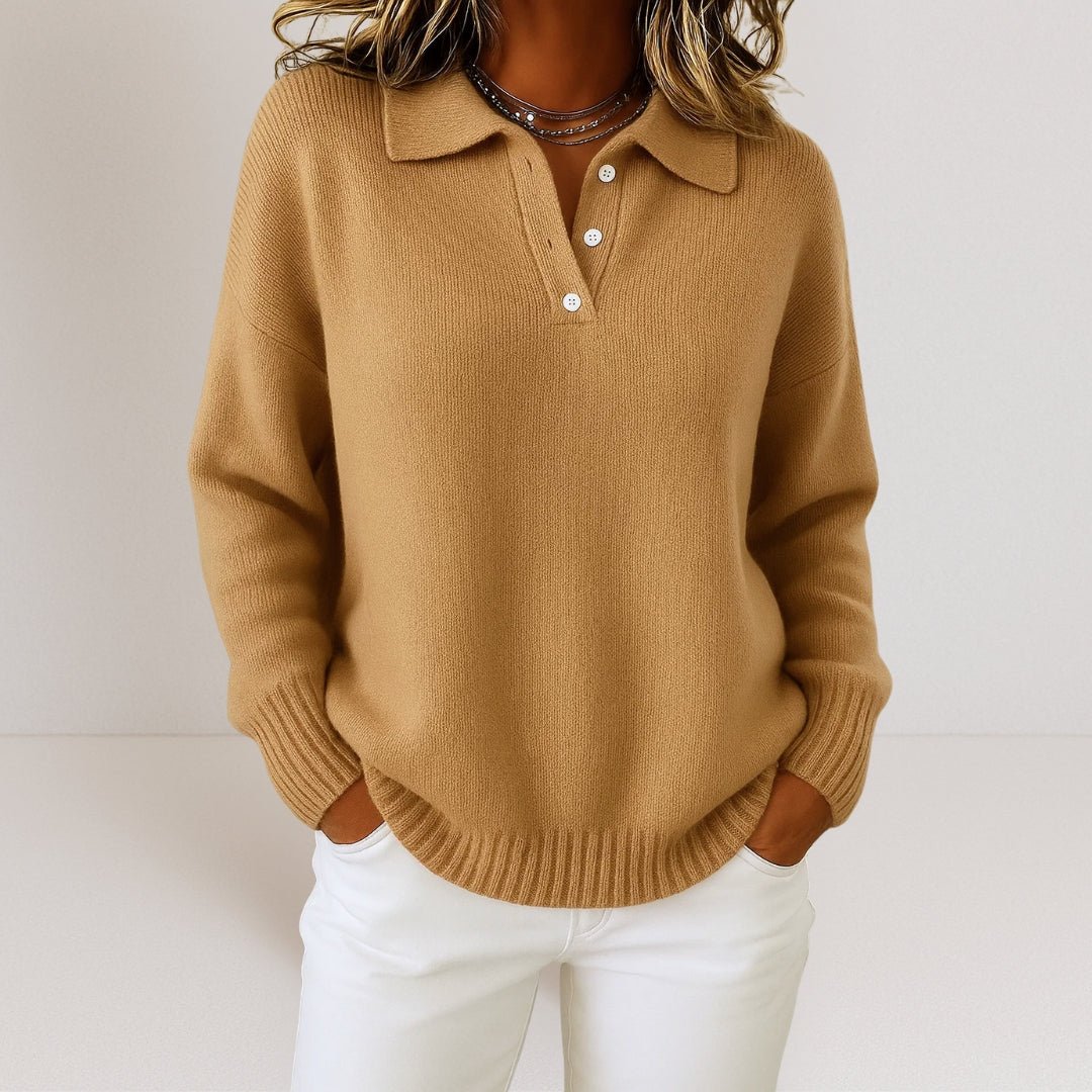 Tamsin | Women's Knit Autumn Sweater with Polo Collar