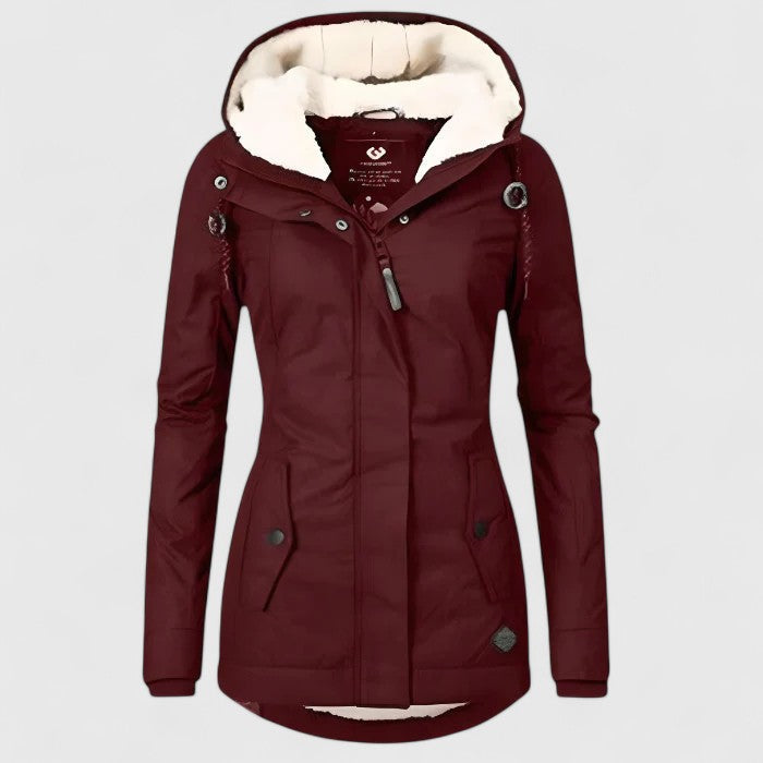 Elodie | Women's Sherpa-Lined Hooded Jacket with Zip Front