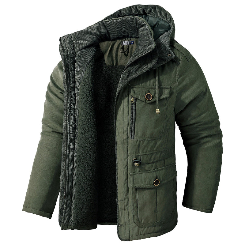 Elias | Men's Fleece-Lined Winter Parka with Detachable Hood