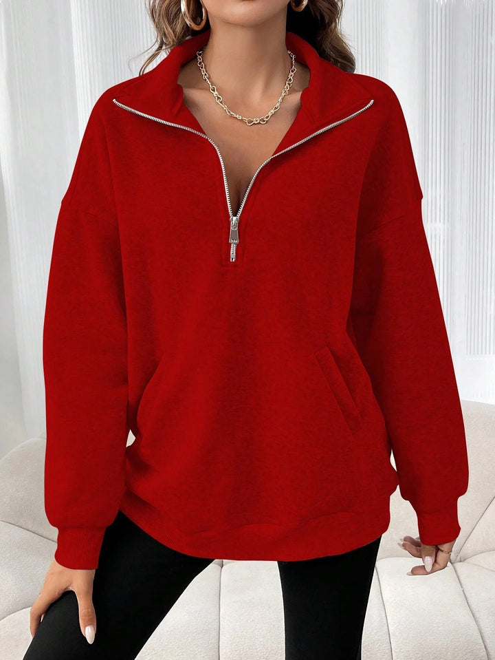 Wendy | Women’s Oversized Half-Zip Sweatshirt with Collared Neck