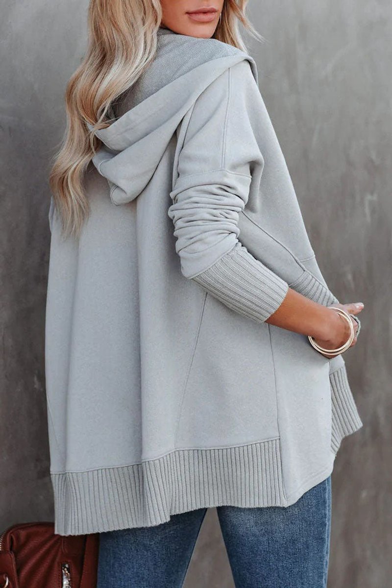 Effie | Oversized Hoodie with Snap Placket and Ribbed Sleeves