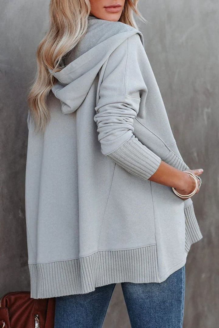 Effie | Oversized Hoodie with Snap Placket and Ribbed Sleeves
