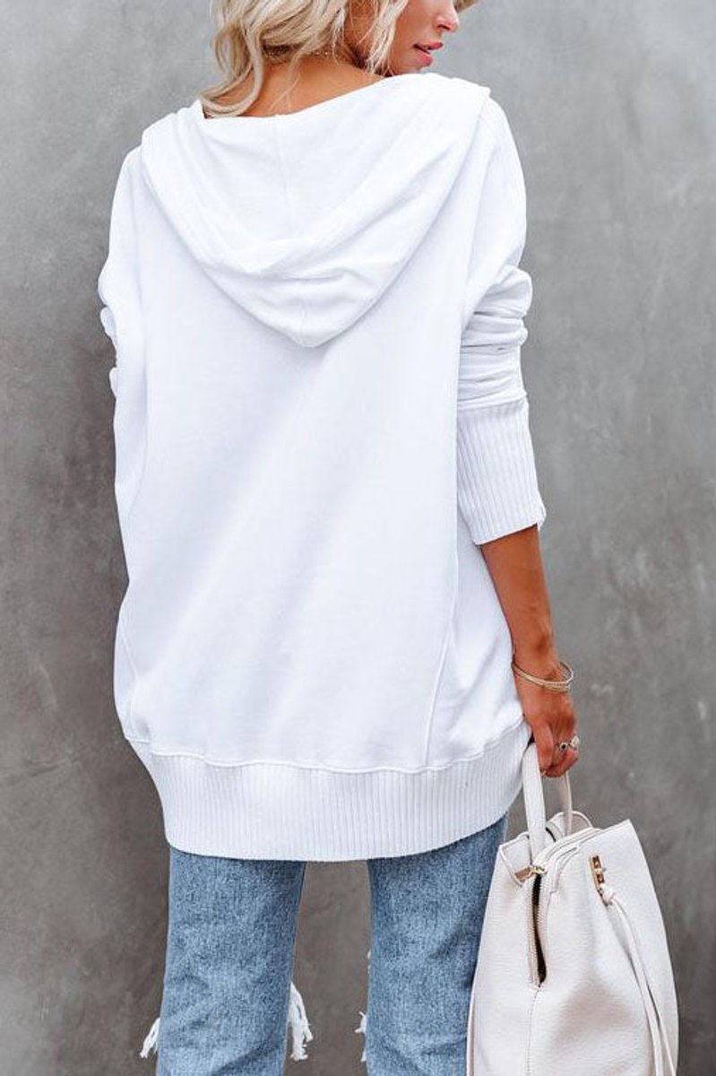 Effie | Oversized Hoodie with Snap Placket and Ribbed Sleeves