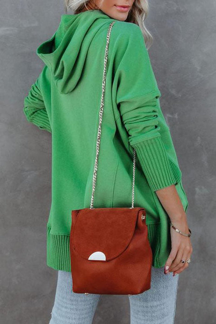 Effie | Oversized Hoodie with Snap Placket and Ribbed Sleeves