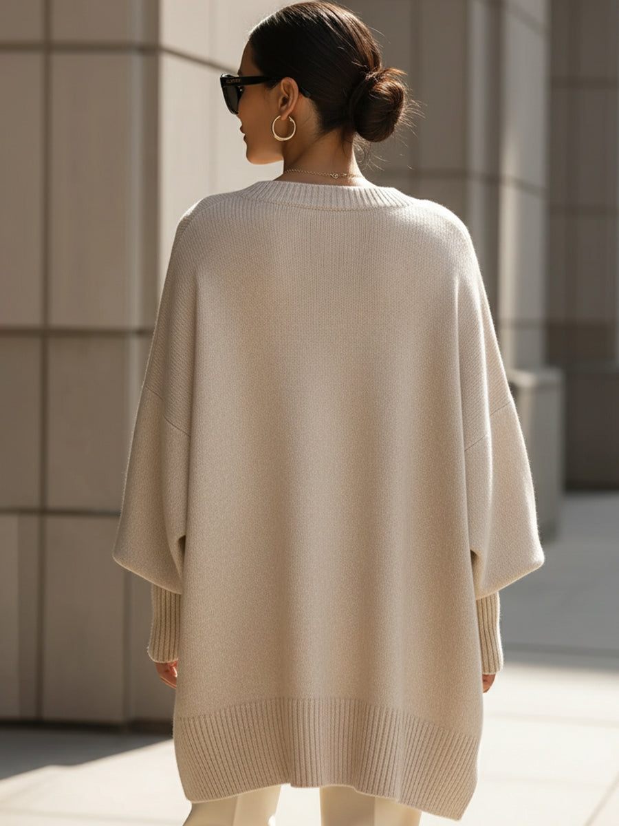 Kayla | Oversized Knit Poncho Sweater with Wide Sleeves