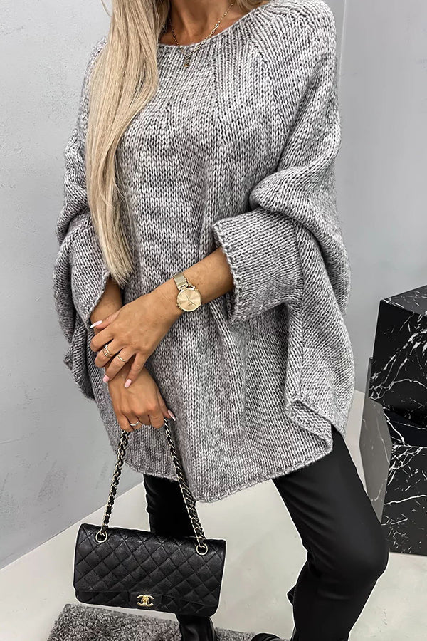 Sasha | Women's Oversized Knit Sweater Poncho with Wide Sleeves