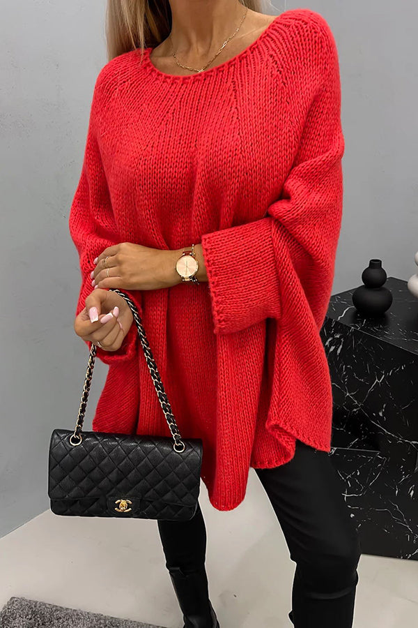 Sasha | Women's Oversized Knit Sweater Poncho with Wide Sleeves